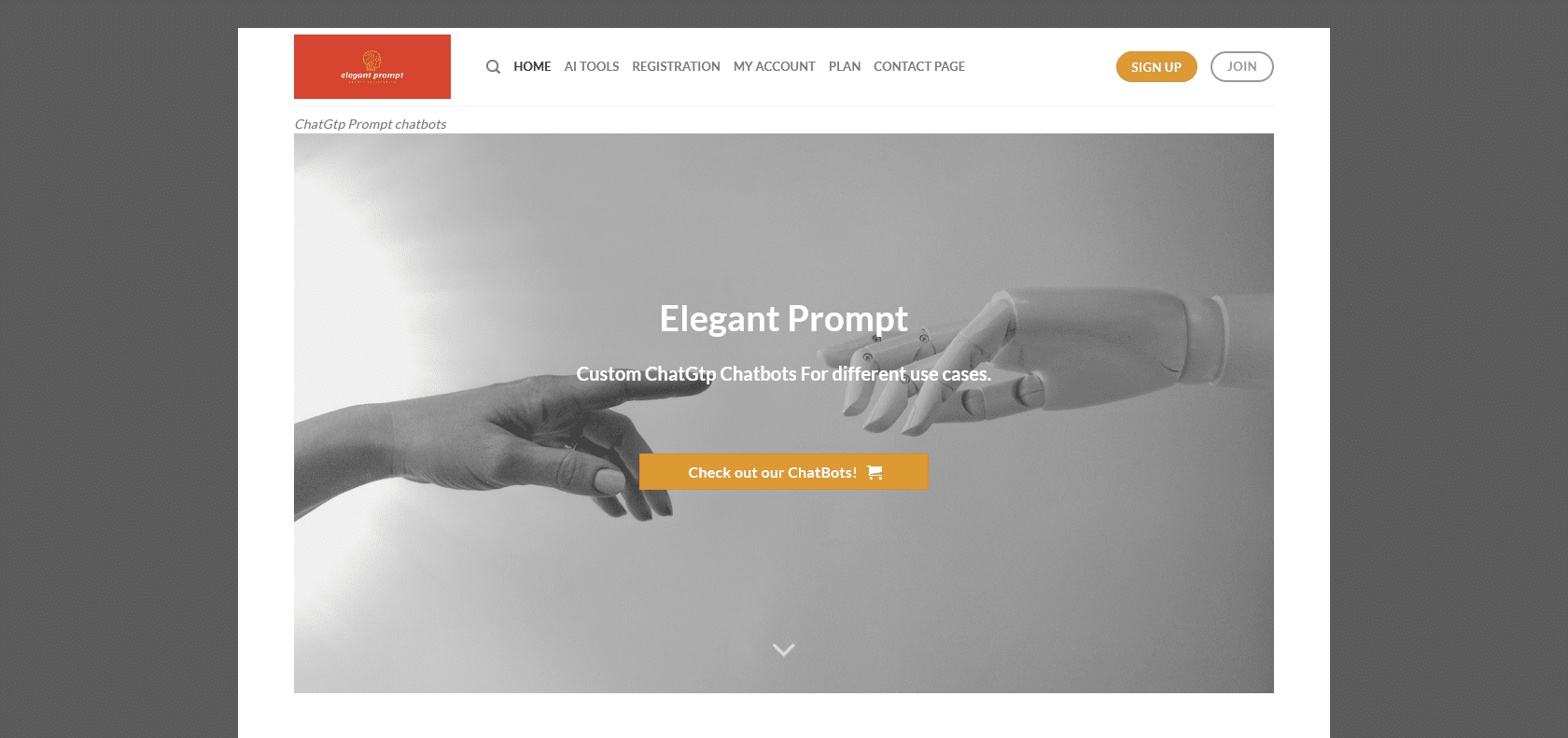 Screenshot of ElegantPrompt Website