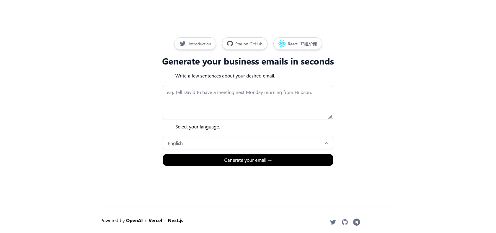 Screenshot of Email Helper Website