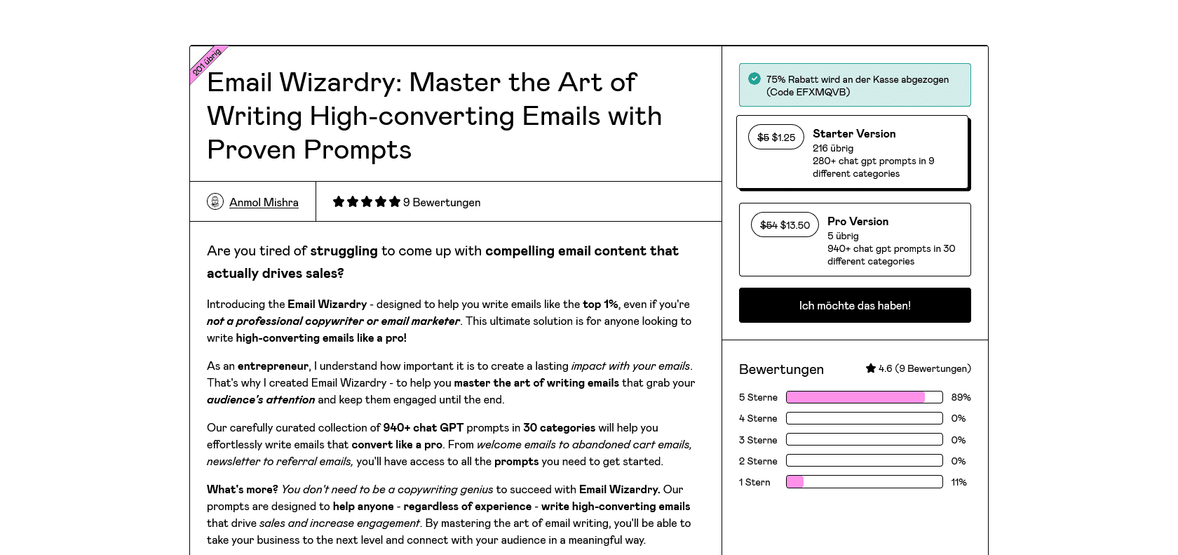 Screenshot of Email Wizardry: Prompts for Conv. Emails Website
