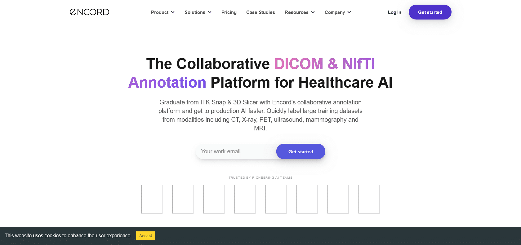 Screenshot of Encord DICOM Tool Website