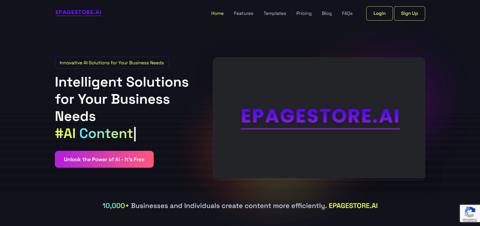 Screenshot of Epagestore.ai Website