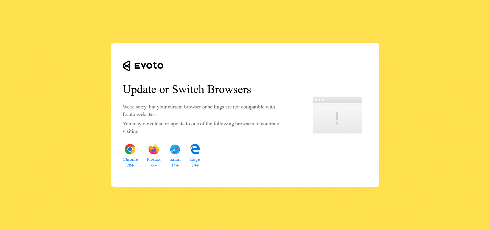 Screenshot of Evoto Website