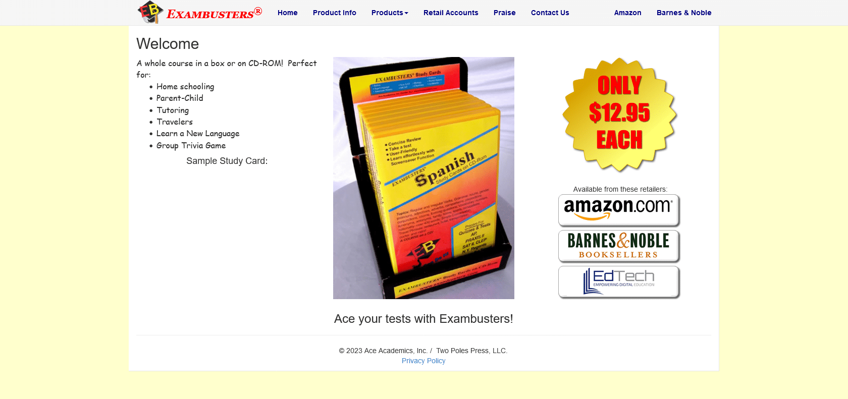 Screenshot of Exambusters Website