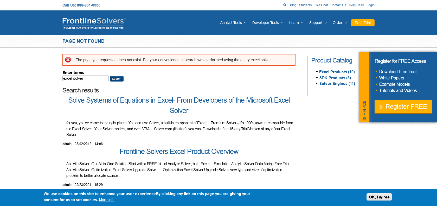 Screenshot of Excel Solver Website