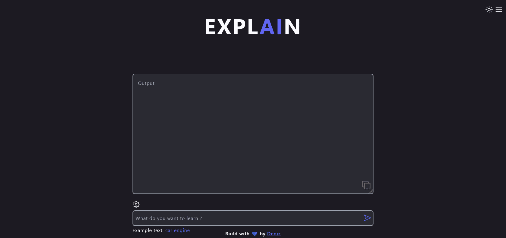 Screenshot of Explain Website