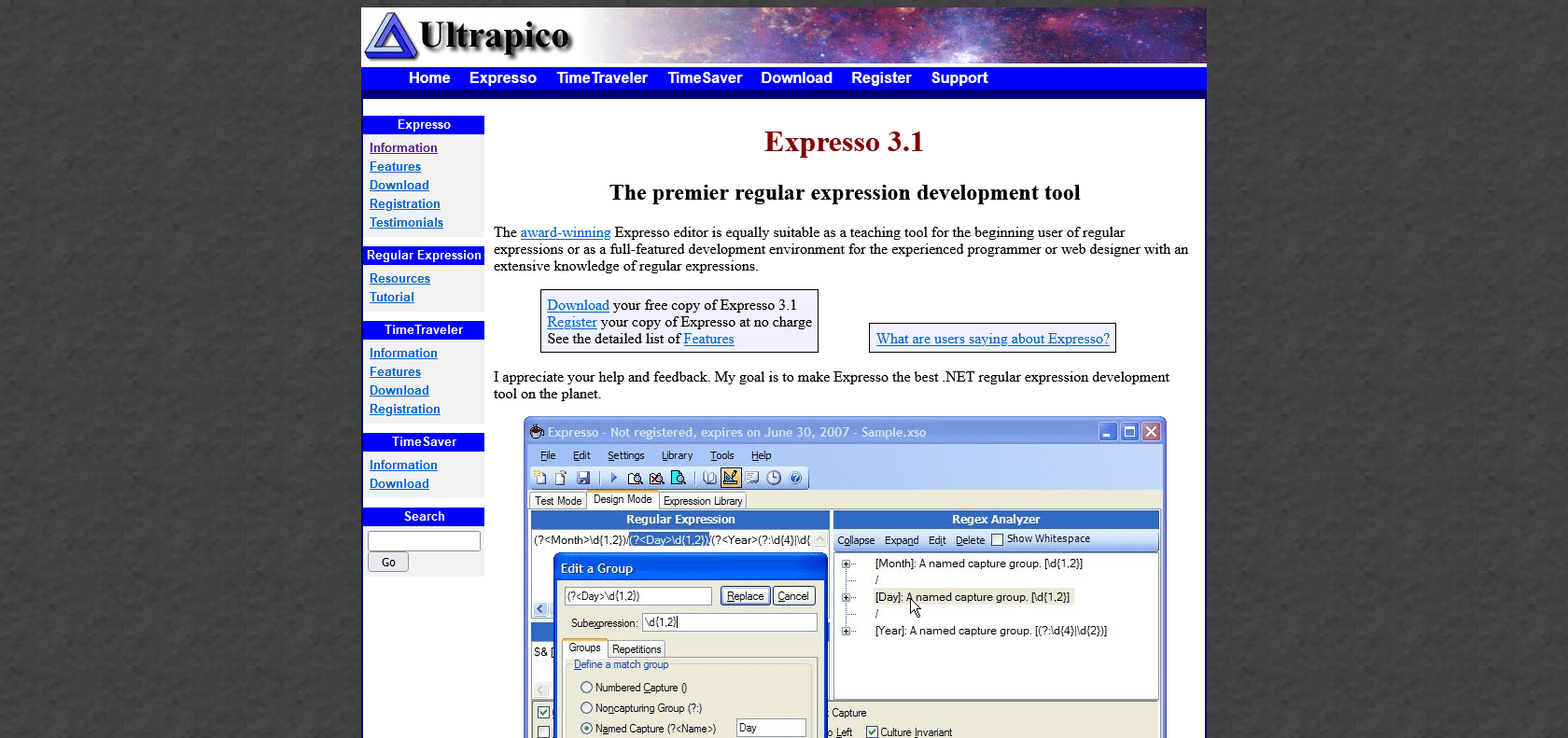 Screenshot of Expresso Website