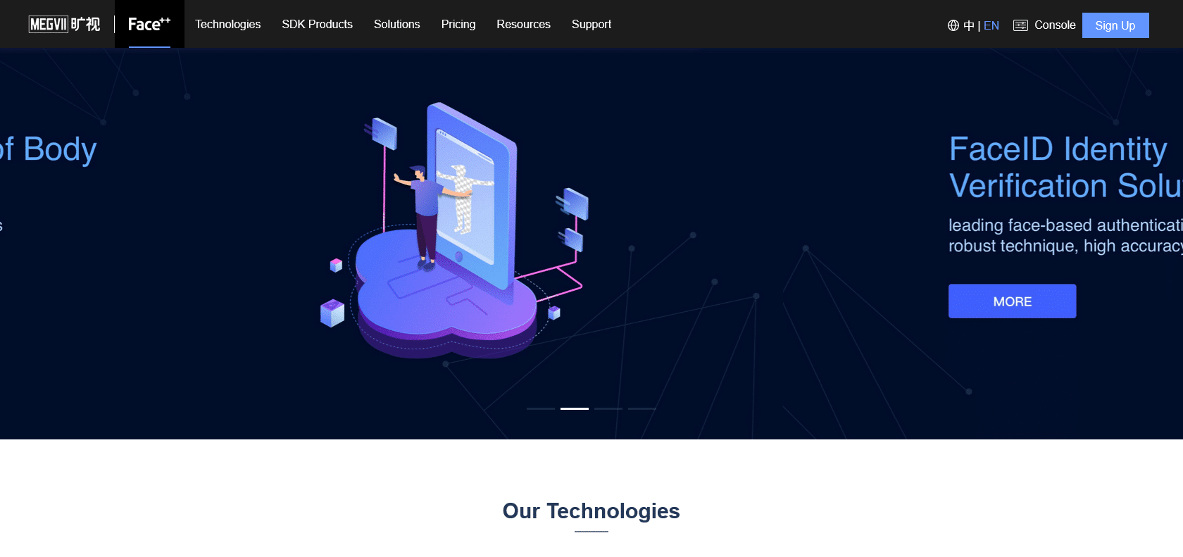 Screenshot of Face++ Website
