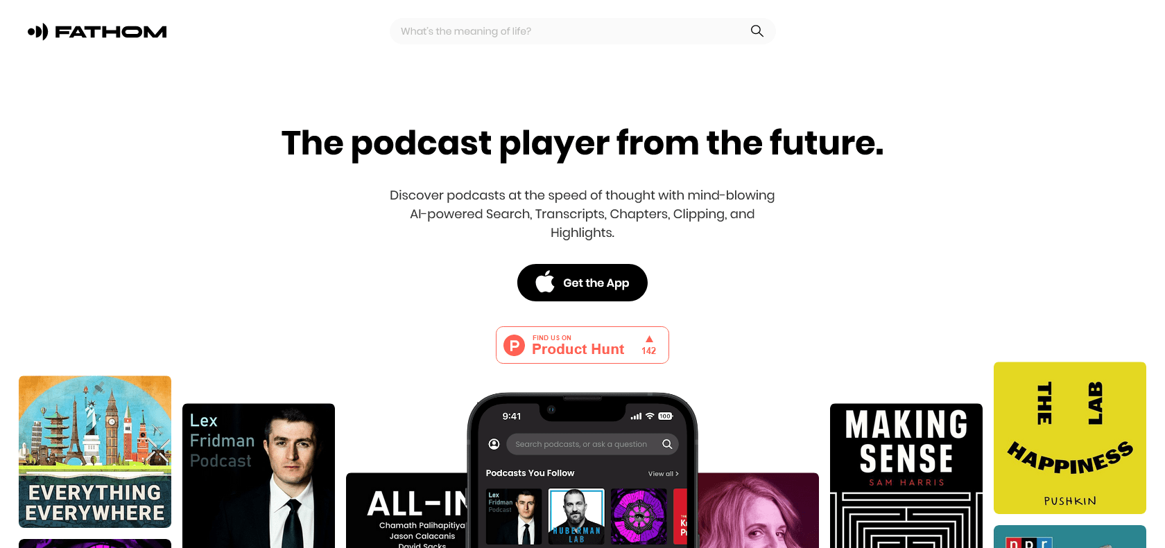 Screenshot of Fathom Podcast Player Website
