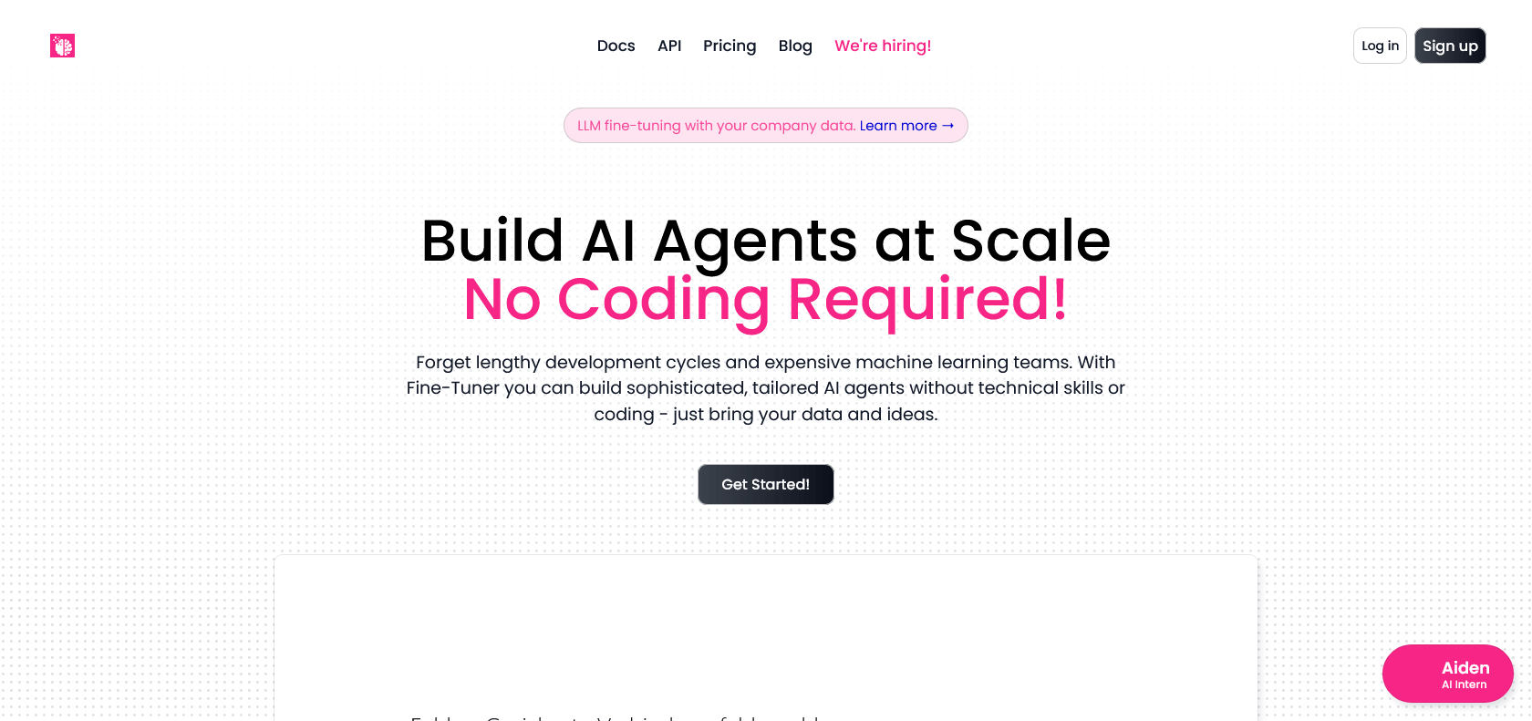Screenshot of Fine Tuner AI Website