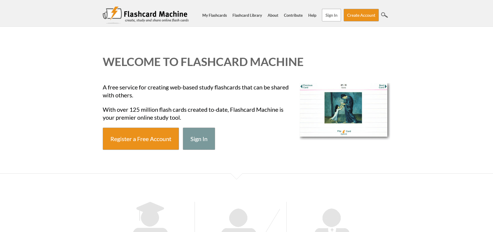 Screenshot of Flashcard Machine Website