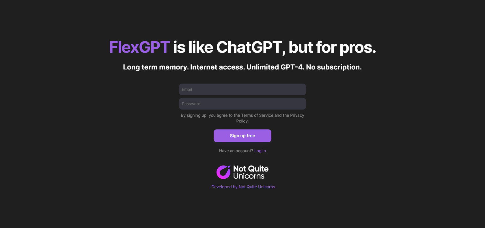 Screenshot of FlexGPT Website