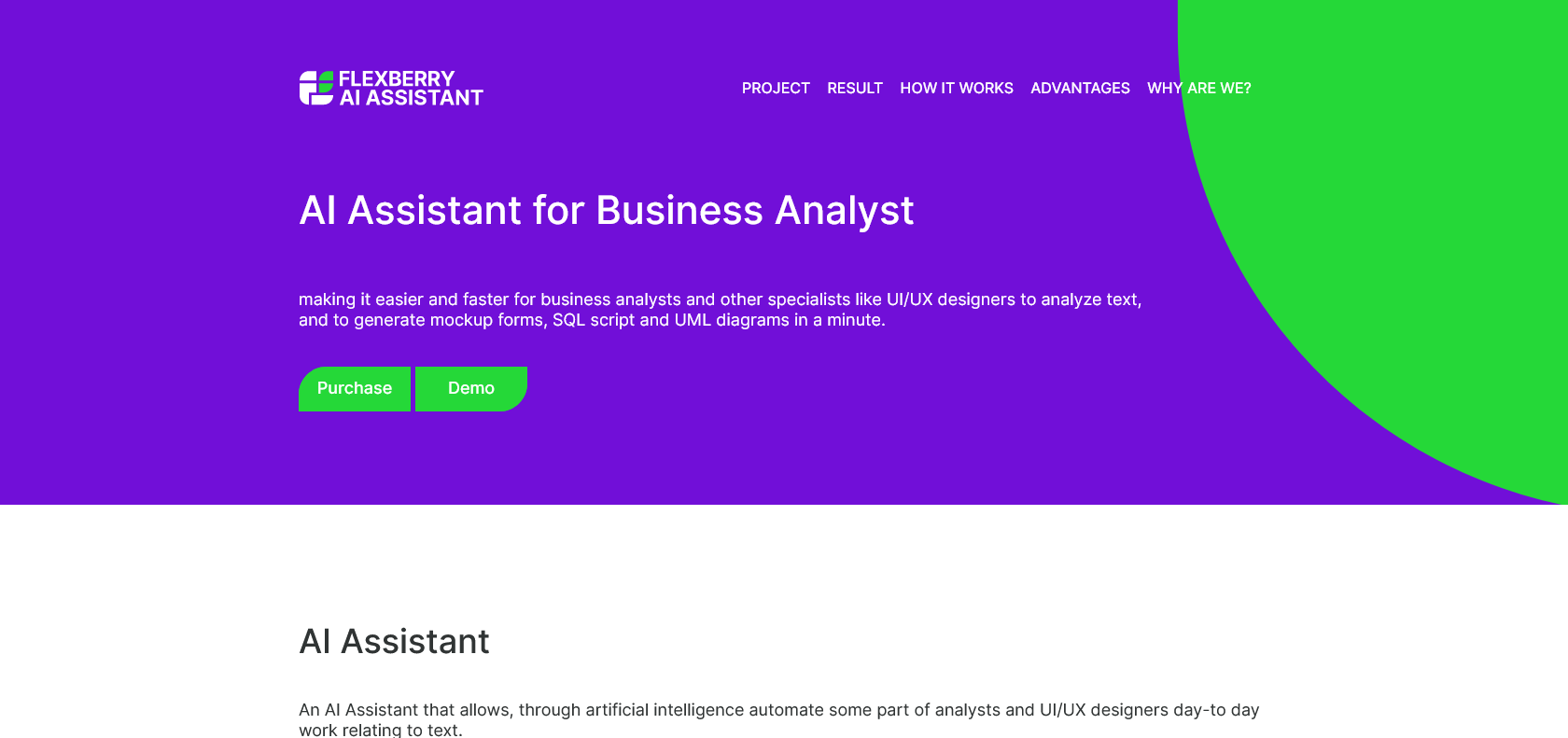 Screenshot of Flexberry AI Assistant Website
