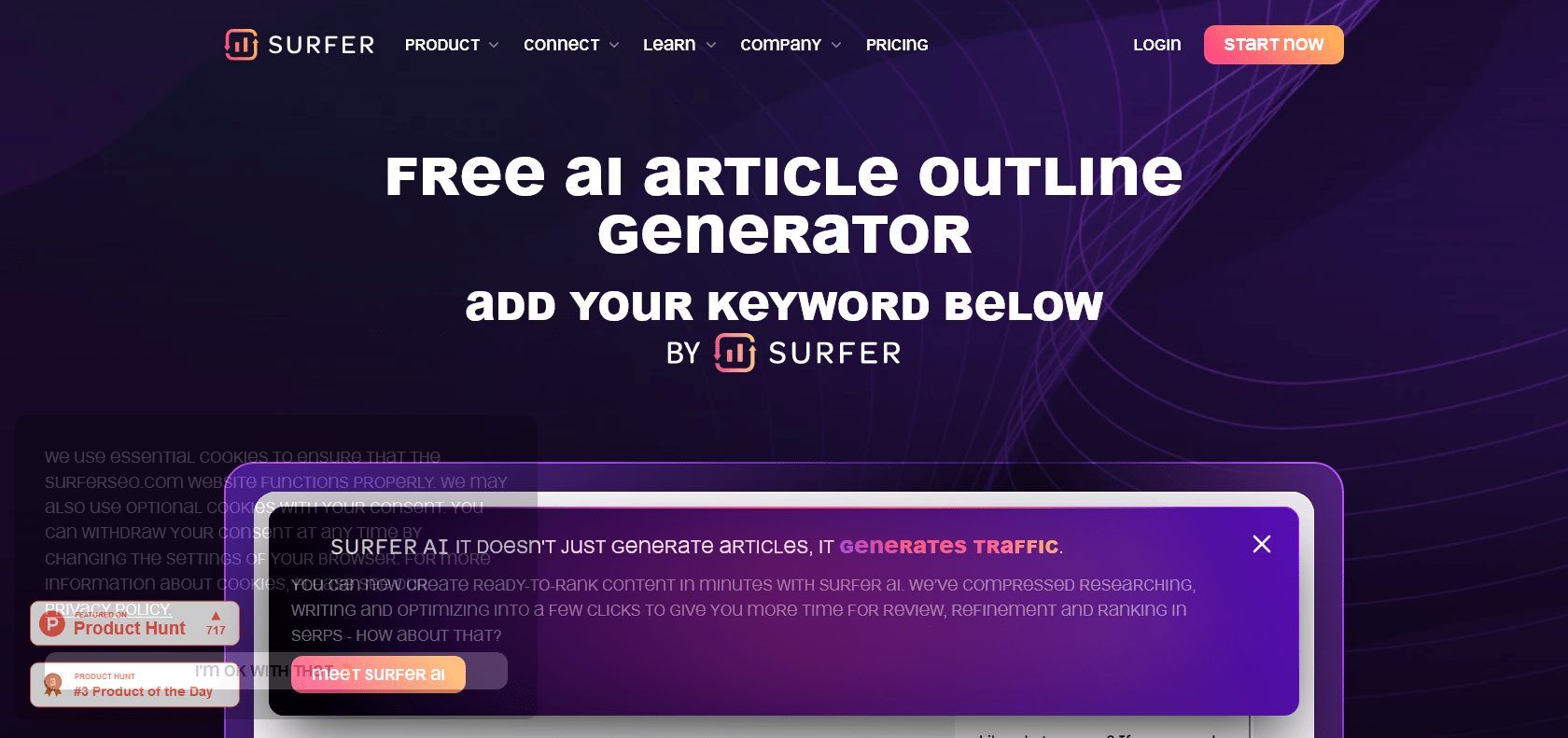Screenshot of Free Article Outline Generator Website