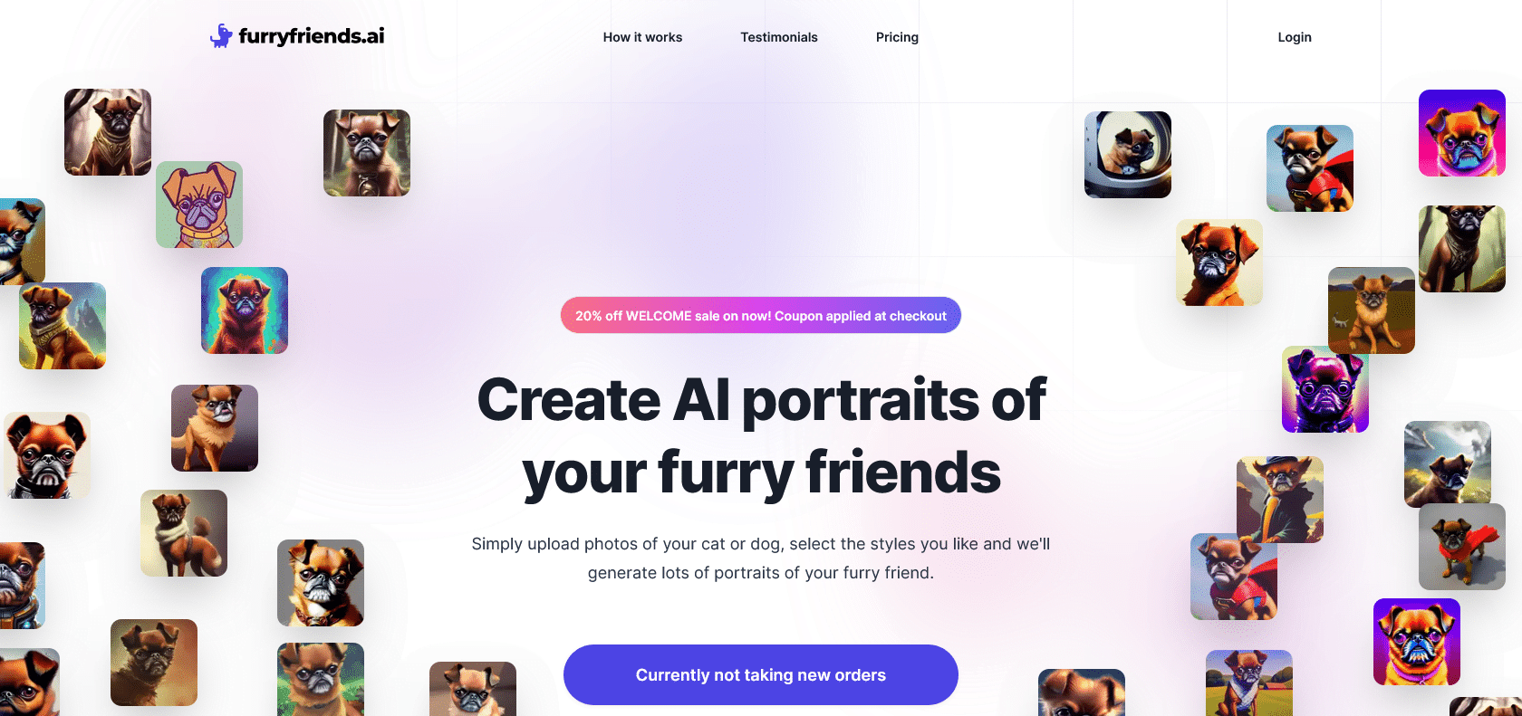 Screenshot of Furryfriends Website