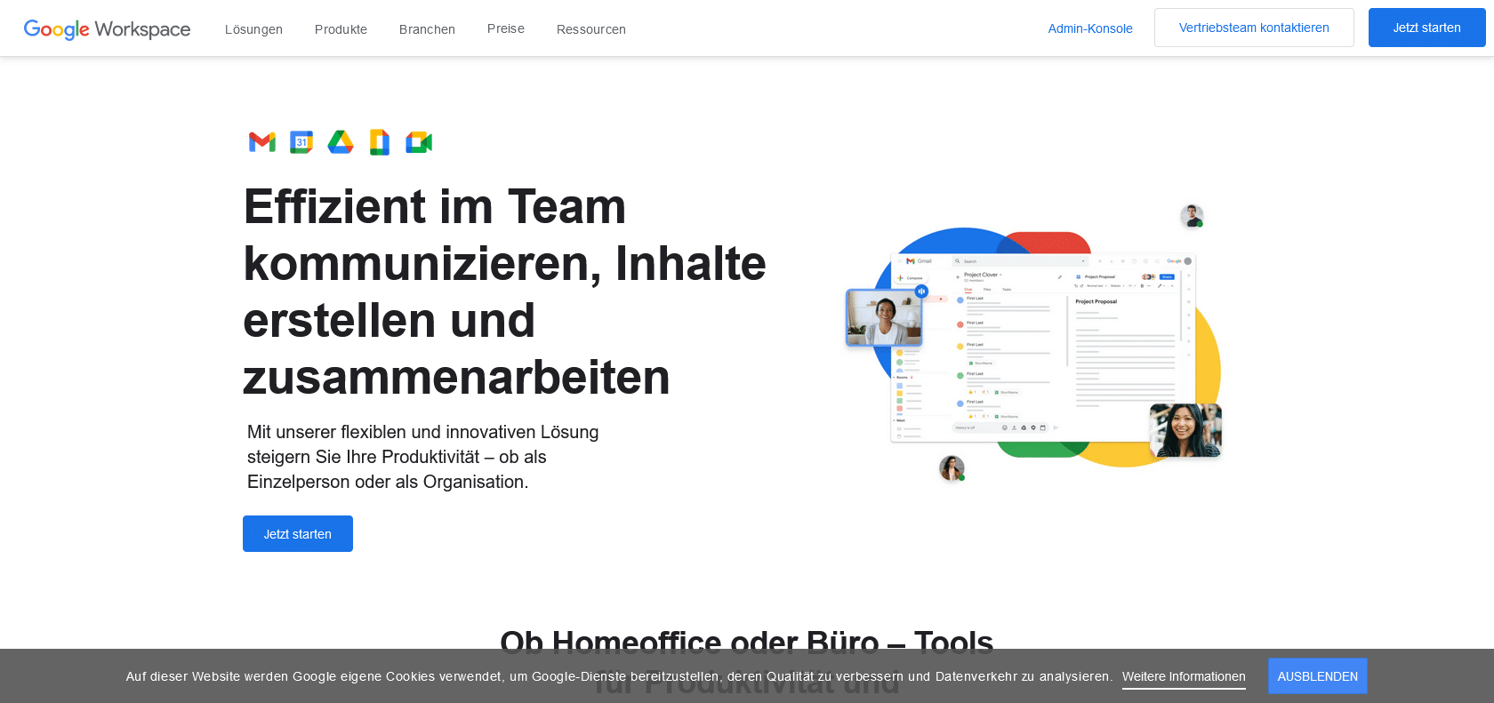 Screenshot of G Suite Website