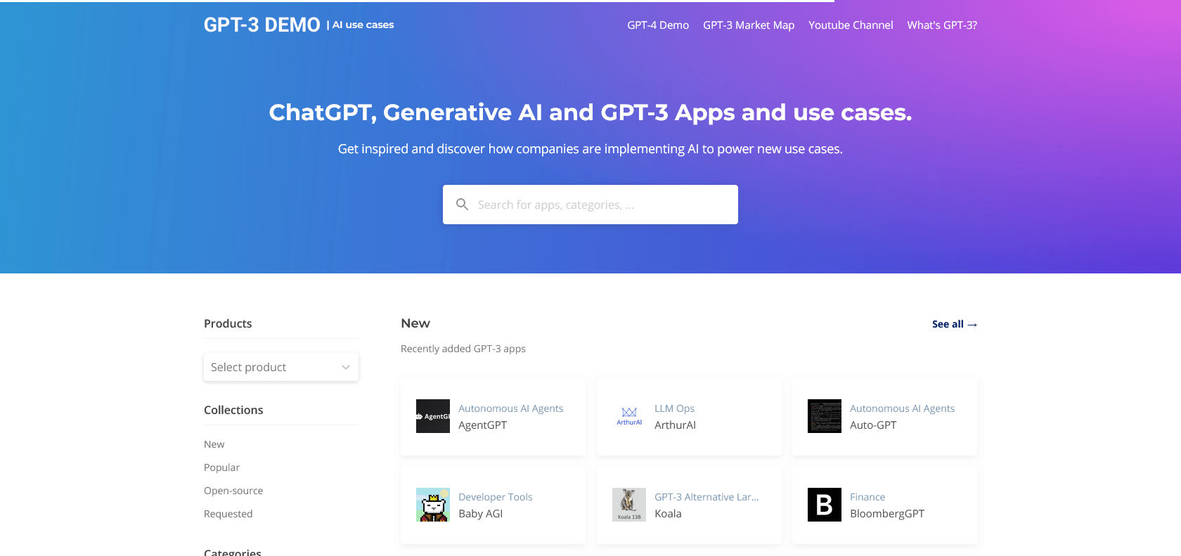 Screenshot of GPT-3 Demo Website