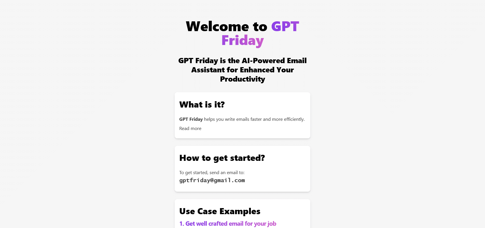 Screenshot of GPT Friday Website