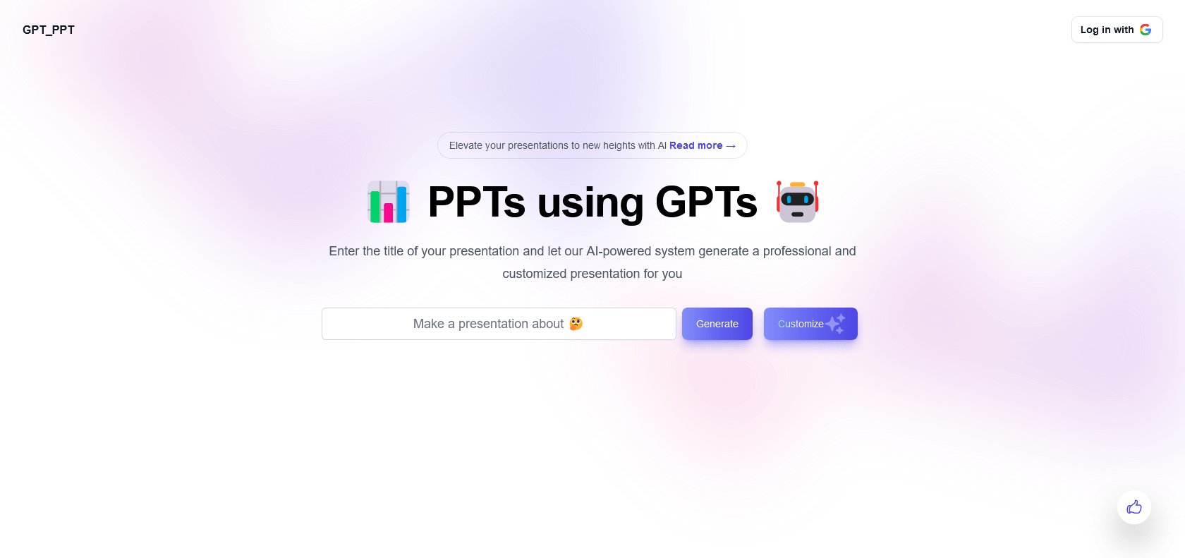 Screenshot of GPT-PPT Website