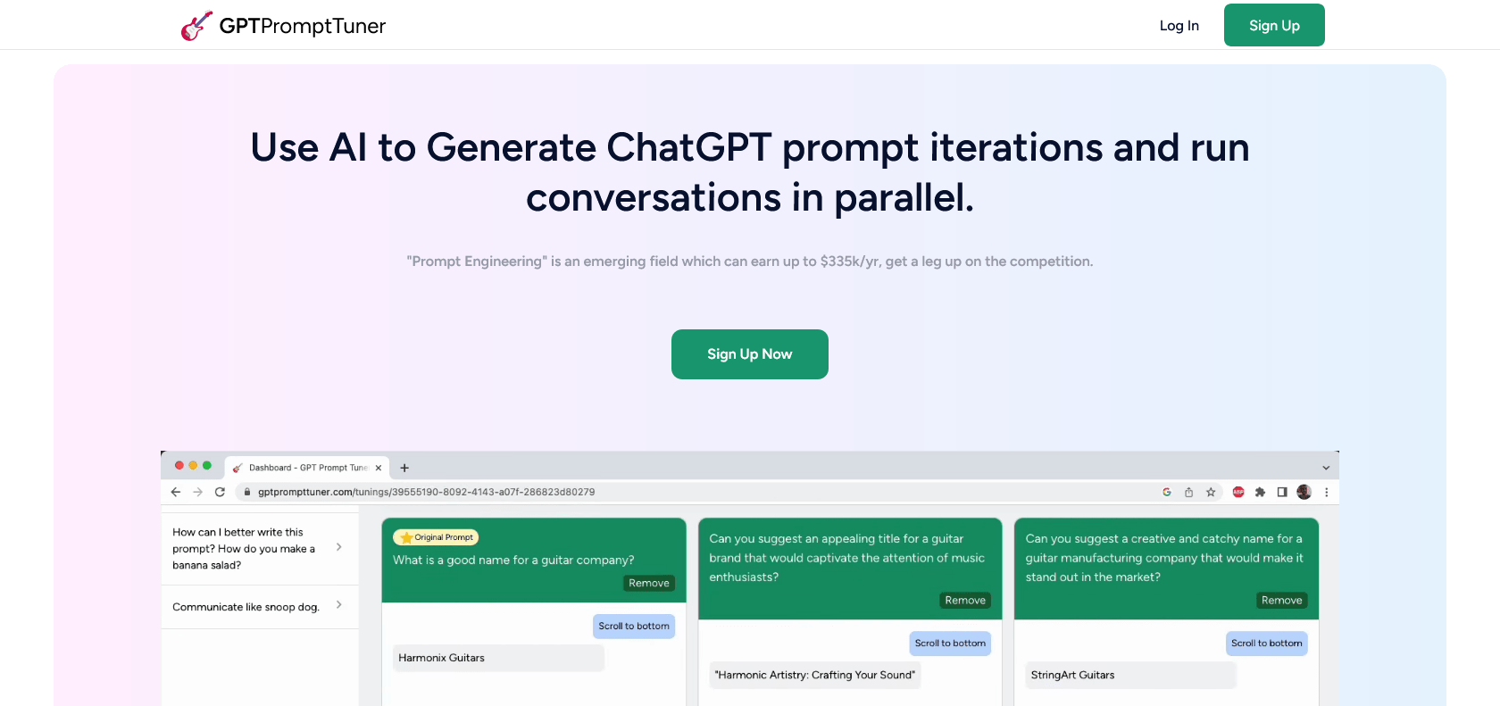 Screenshot of GPT Prompt Tuner Website