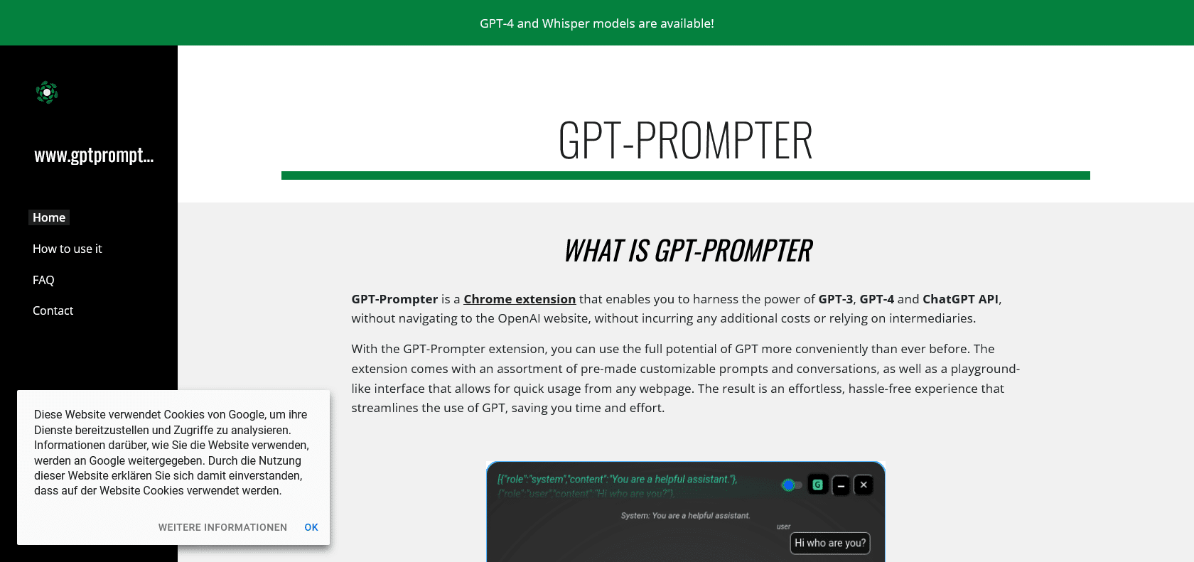 Screenshot of GPT-Prompter Website