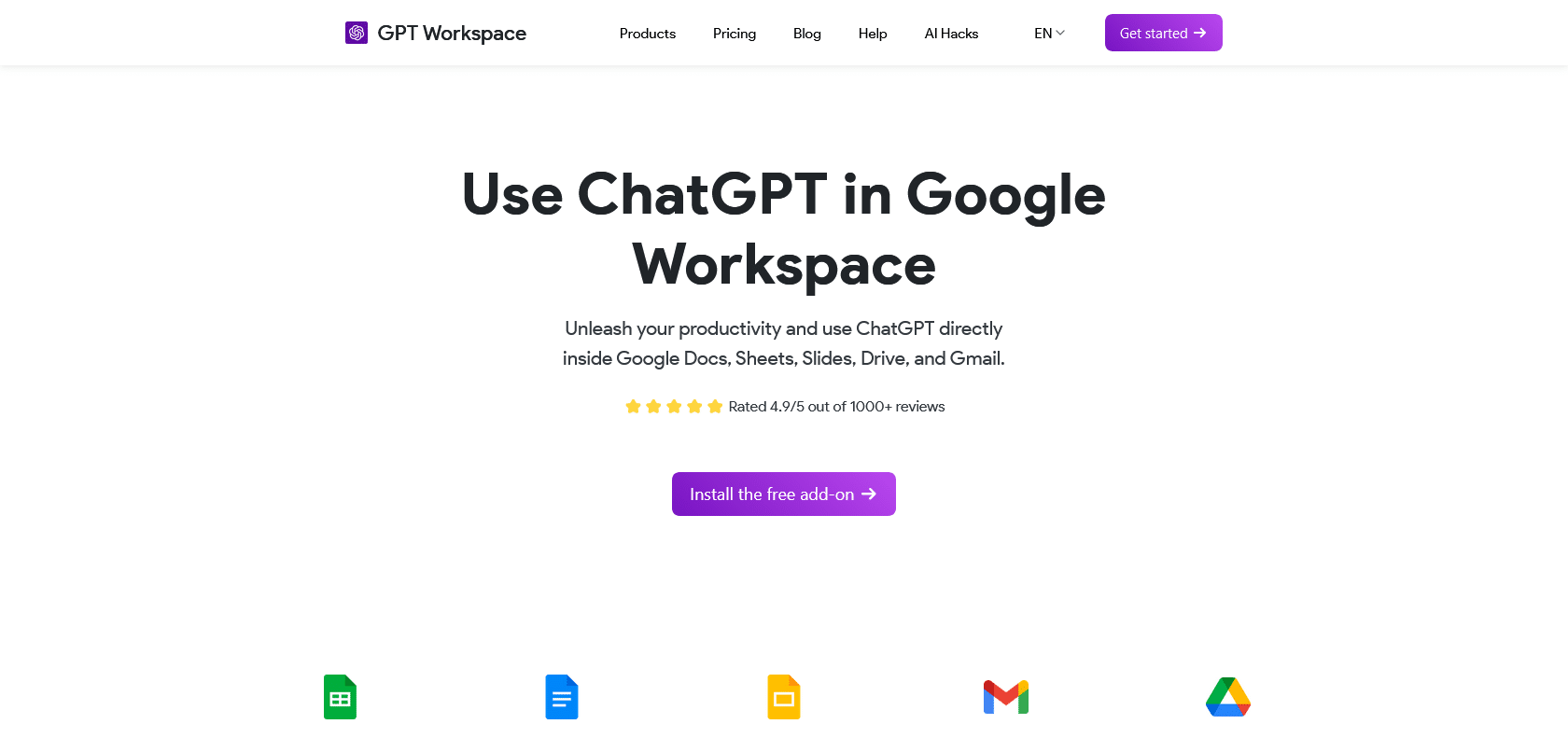 Screenshot of GPT Workspace Website