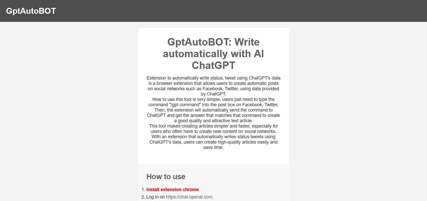 Screenshot of GPTAutoBot Website