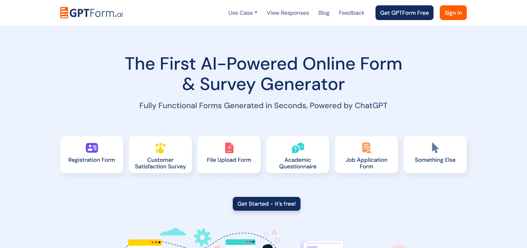 Screenshot of GPTForm Website