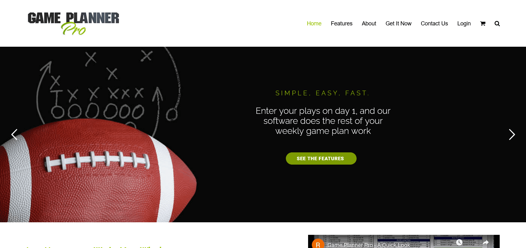 Screenshot of Game Planner Pro Website