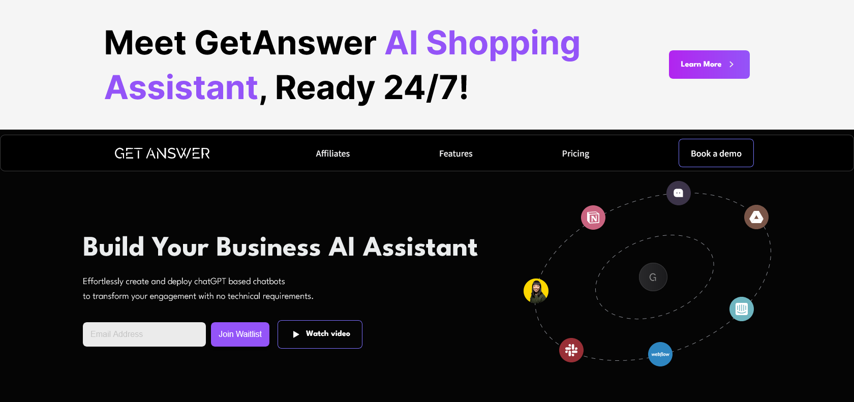 Screenshot of GetAnswer Website