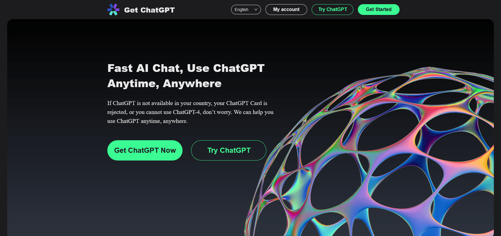 Screenshot of GetChatGPT Website