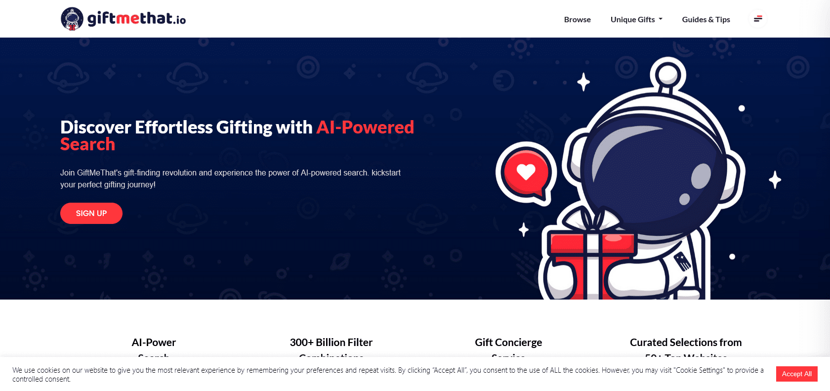 Screenshot of Giftmethat Website