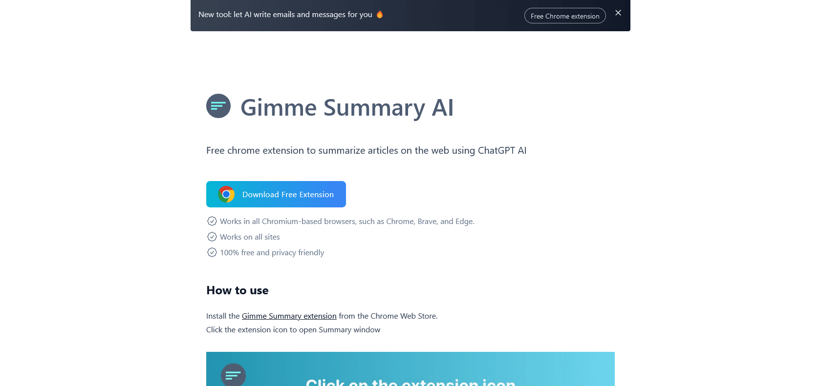 Screenshot of Gimme Summary AI Website