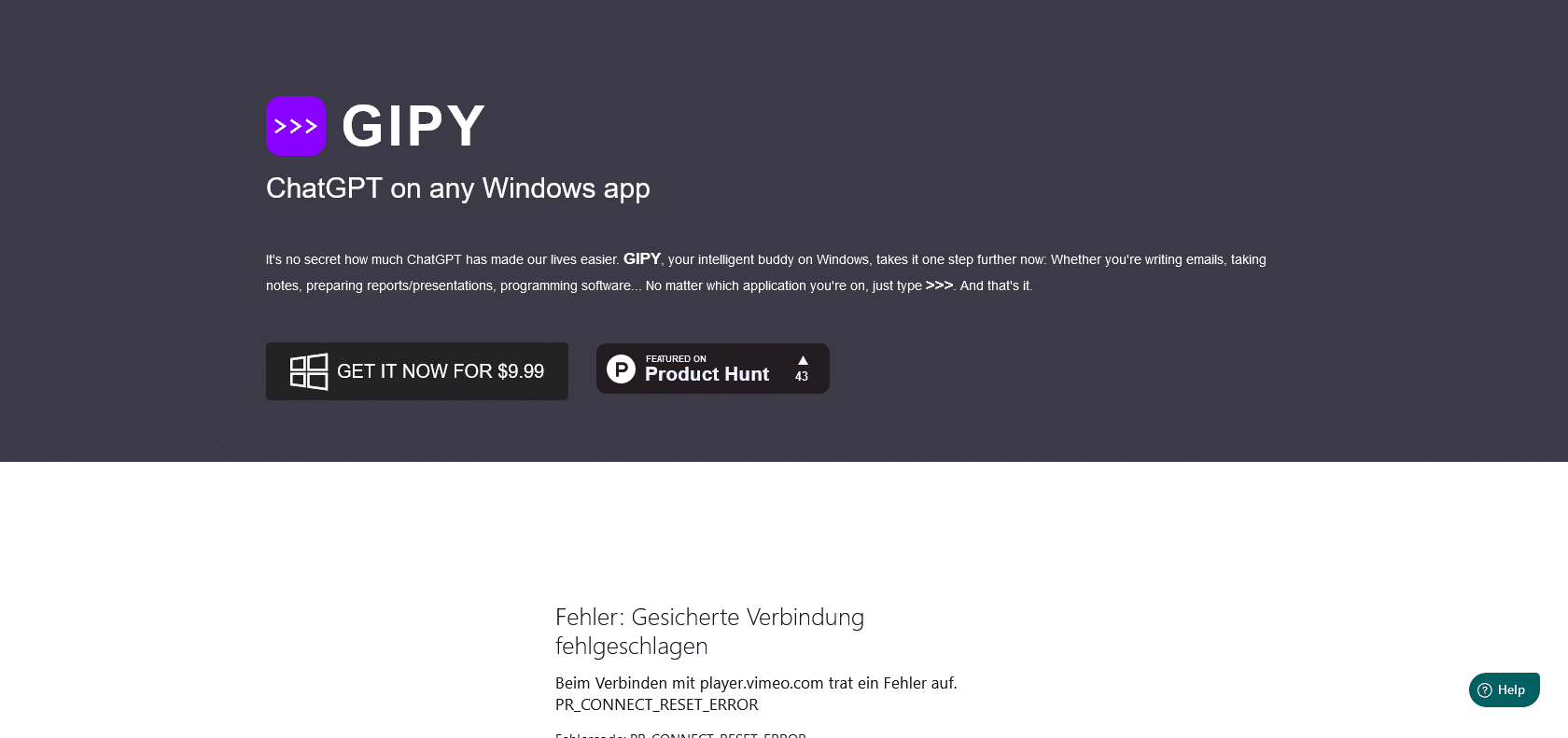 Screenshot of Gipy Website