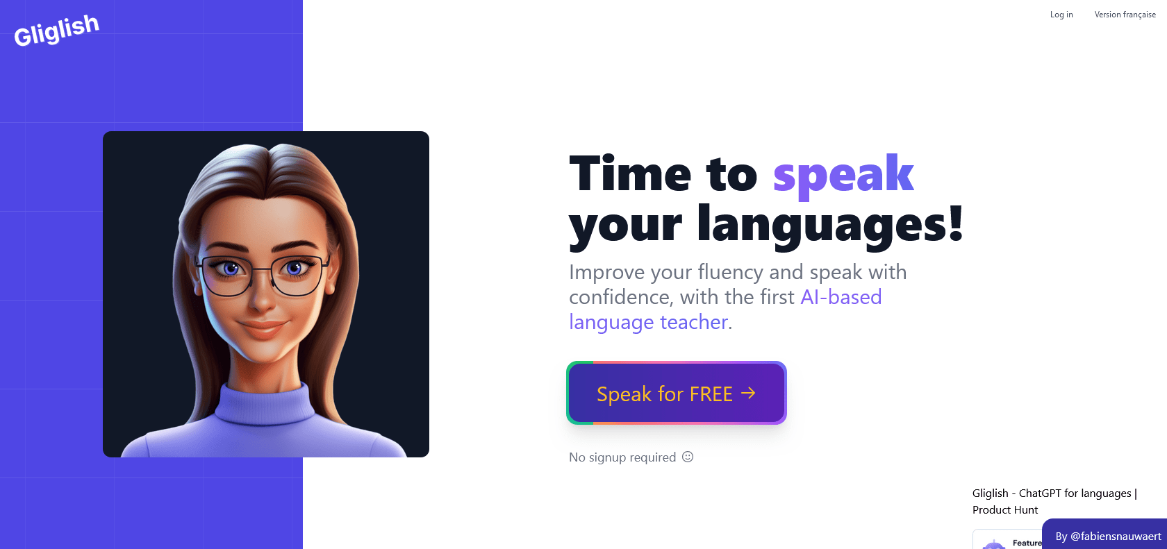 Screenshot of Gliglish Website