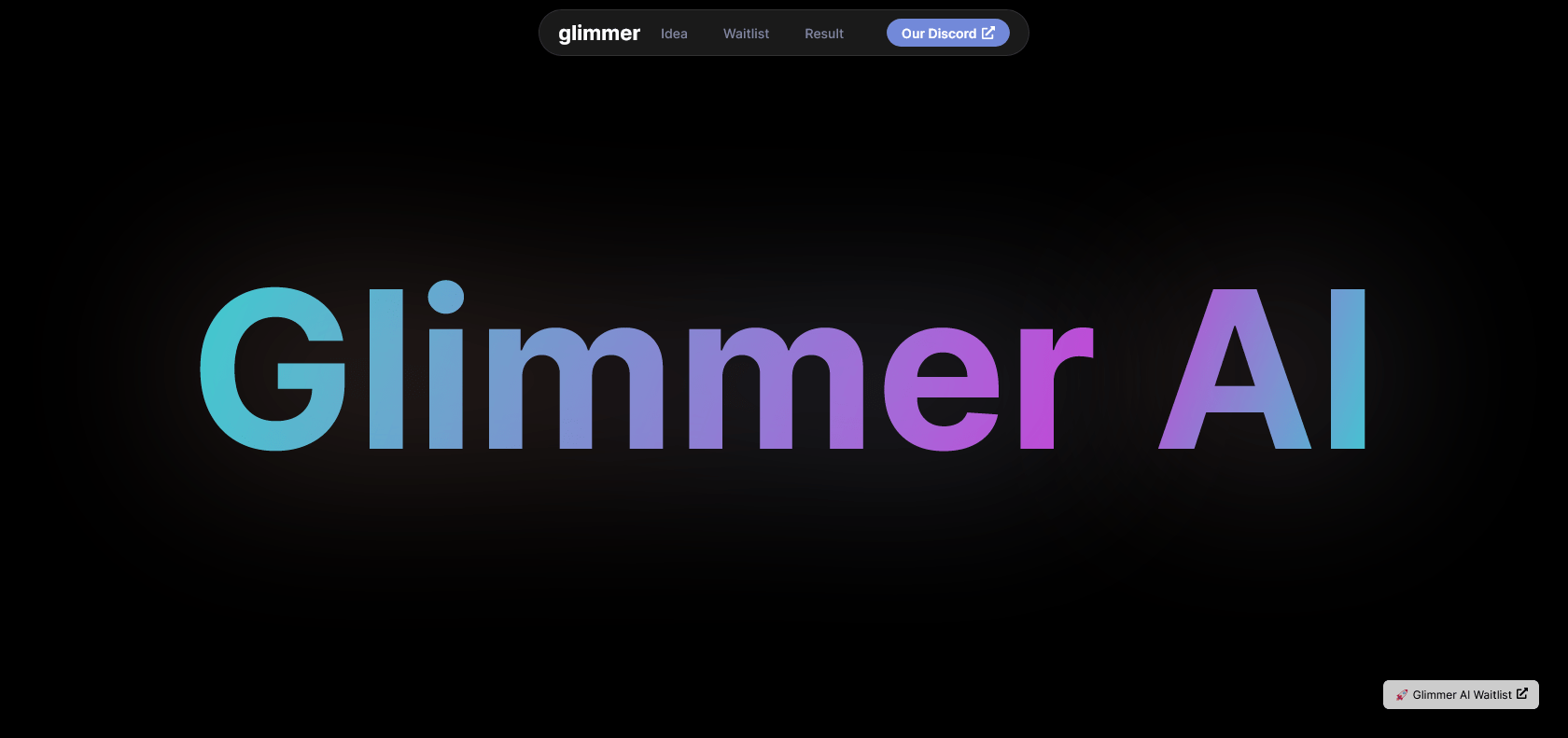 Screenshot of Glimmer Website