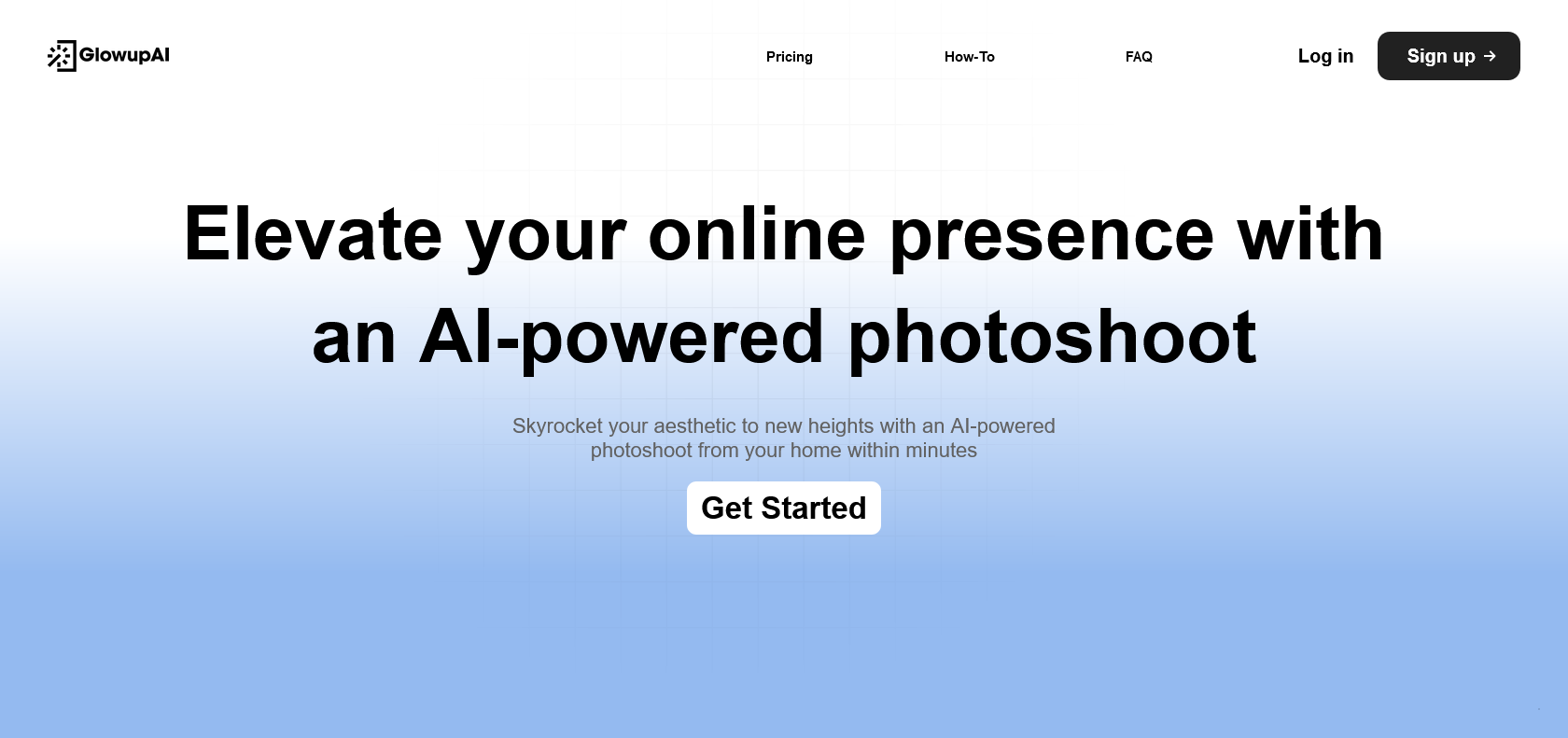 Screenshot of Glowup AI Website