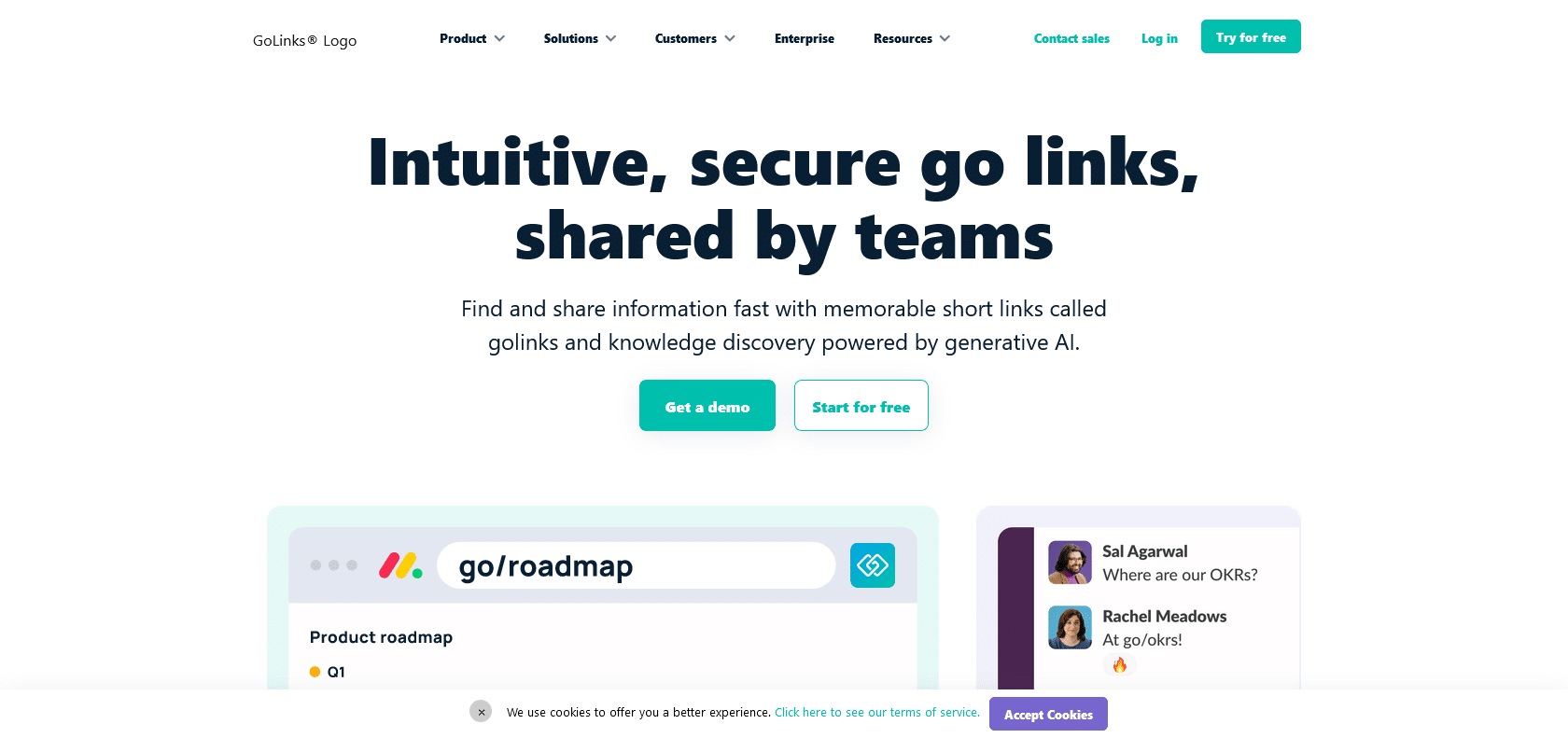 Screenshot of GoLinks Website