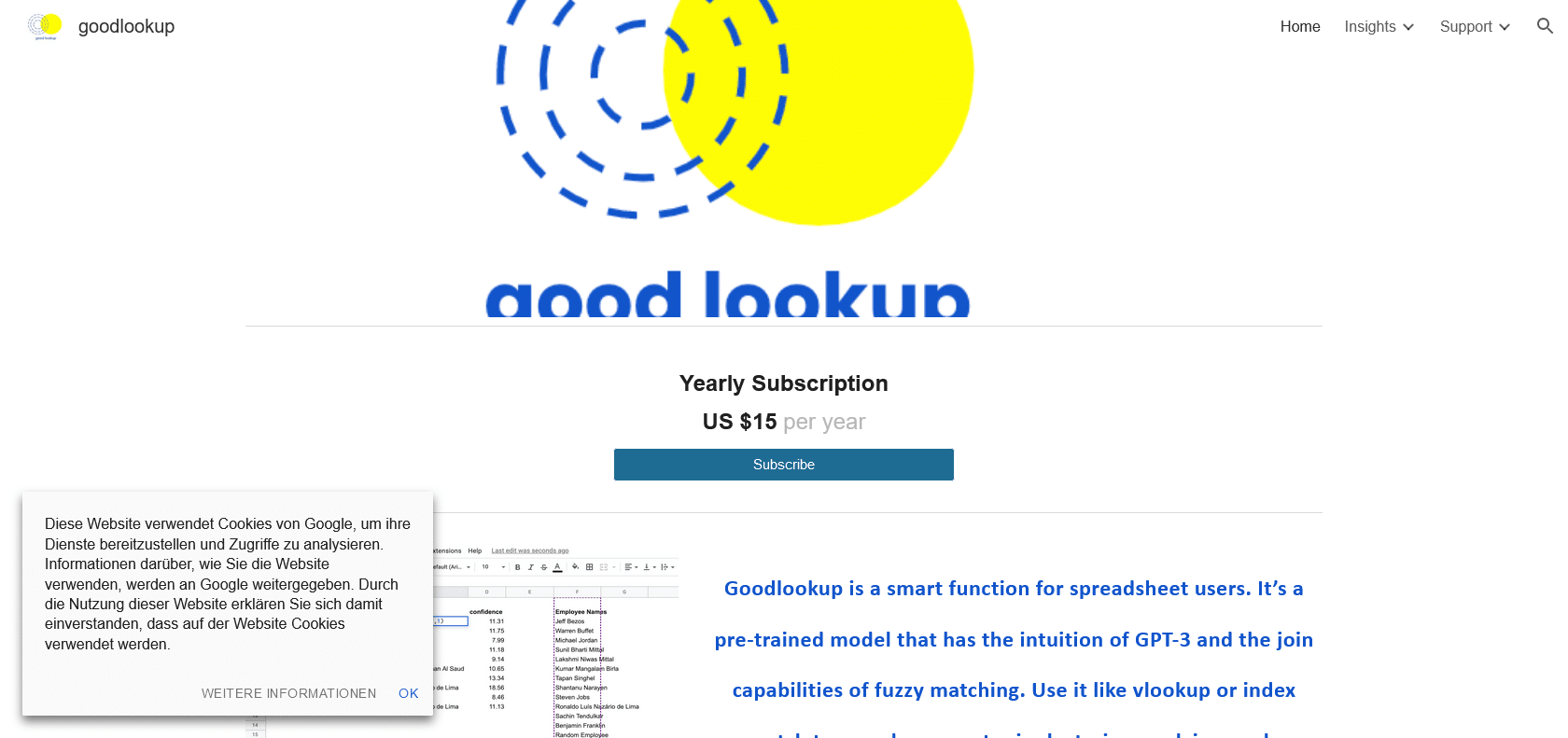 Screenshot of Goodlookup Website