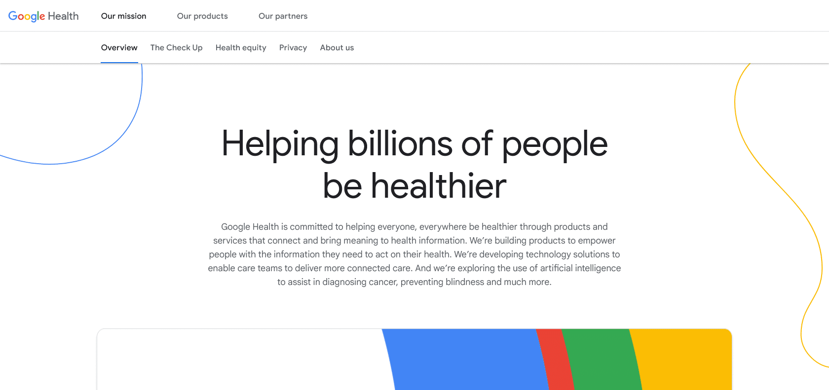 Screenshot of Google Health Website