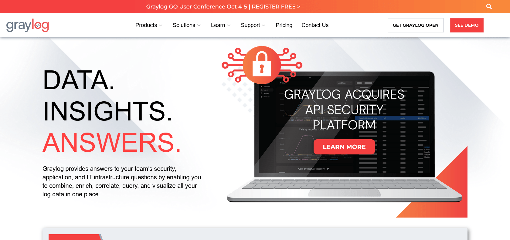 Screenshot of Graylog Website