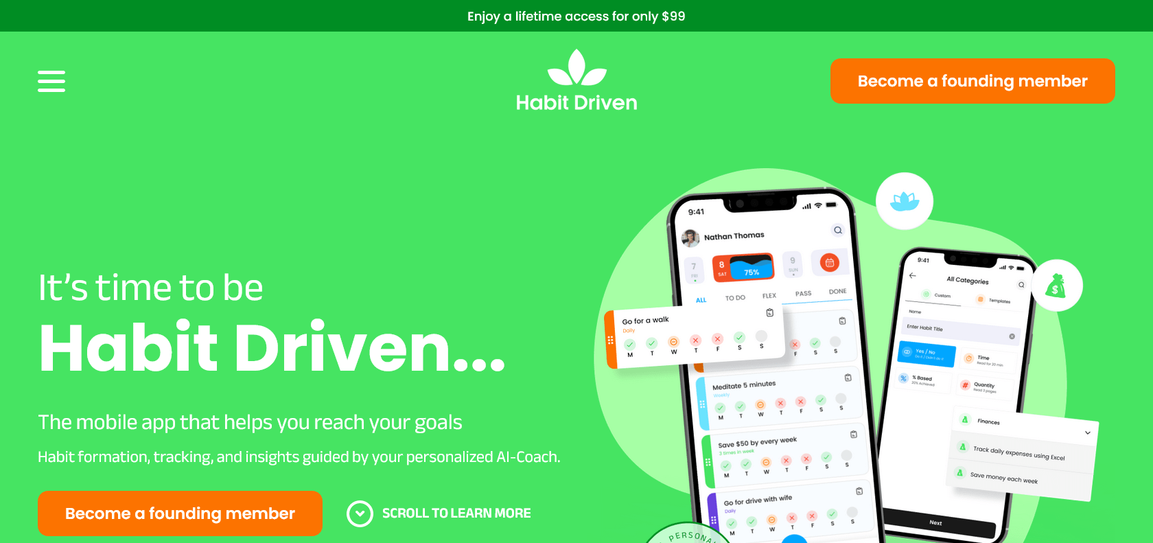 Screenshot of Habit Driven Website
