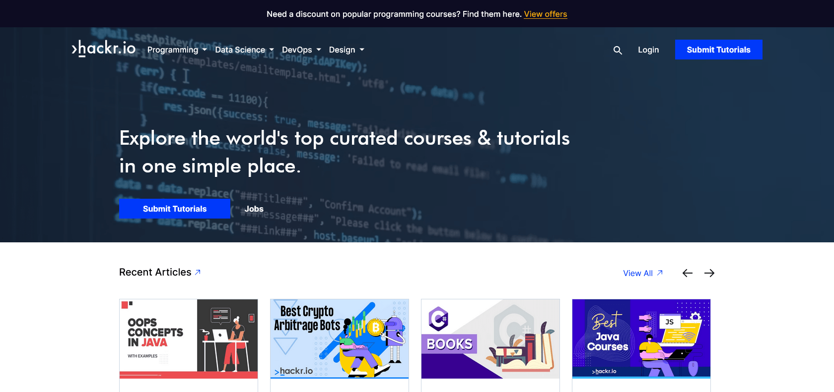 Screenshot of Hackr.io Website