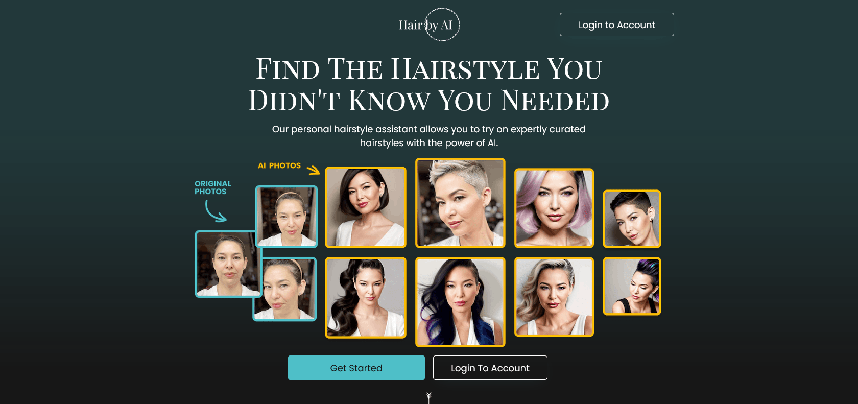 Screenshot of Hair by AI Website