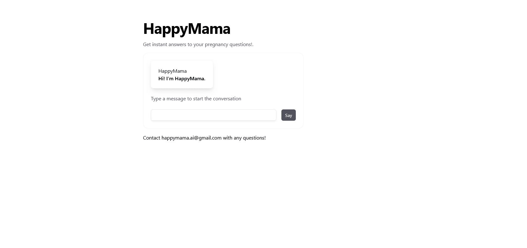 Screenshot of Happy Mama Website