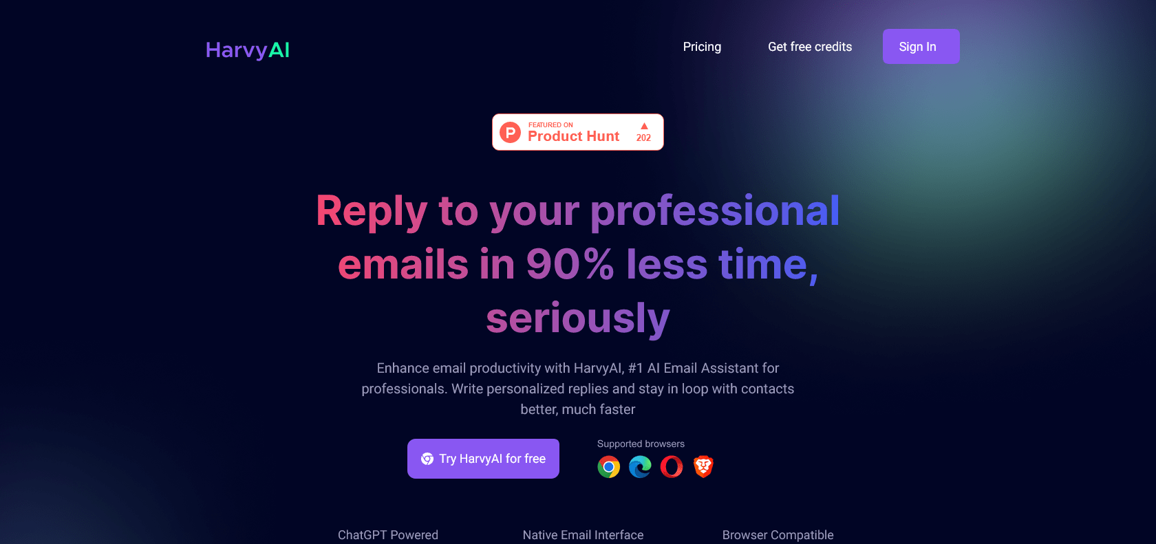 Screenshot of HarvyAI Website