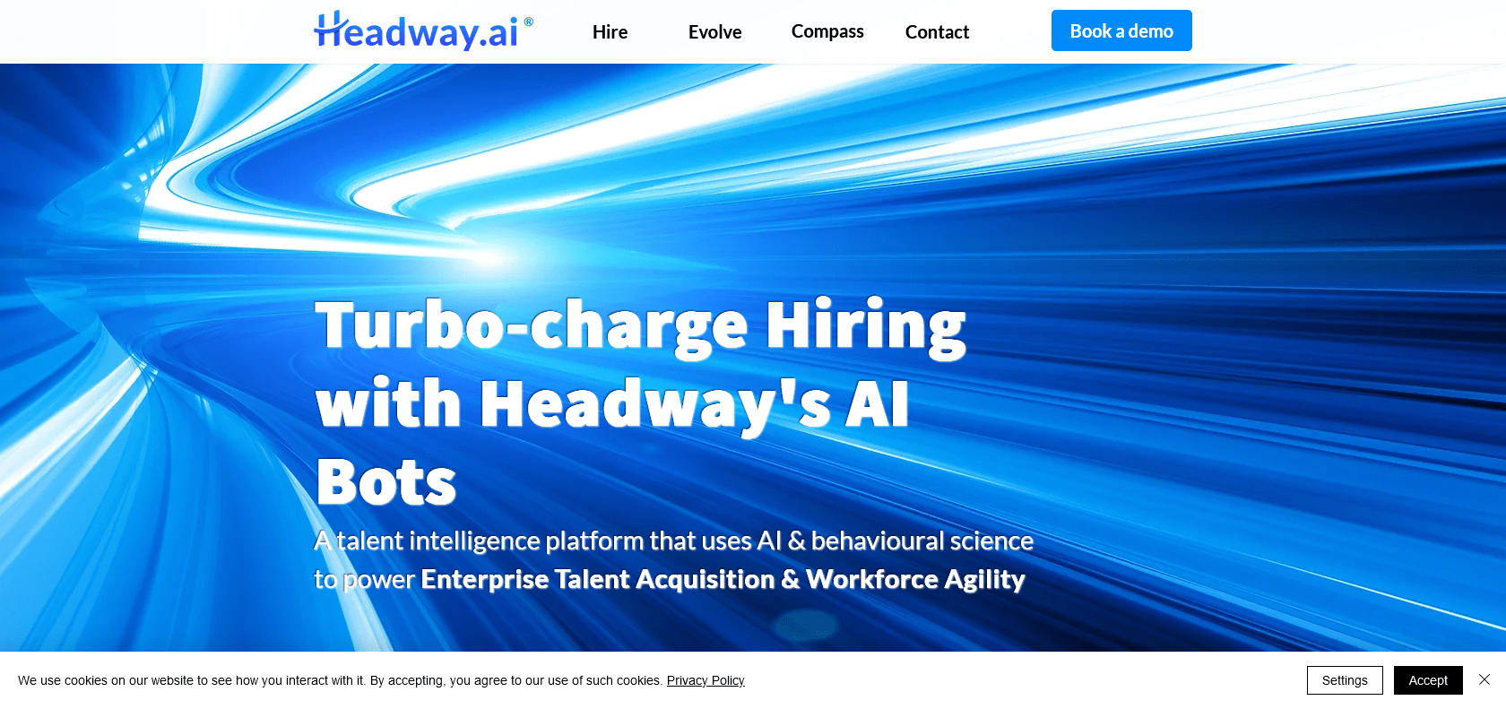 Screenshot of Headway AI Website