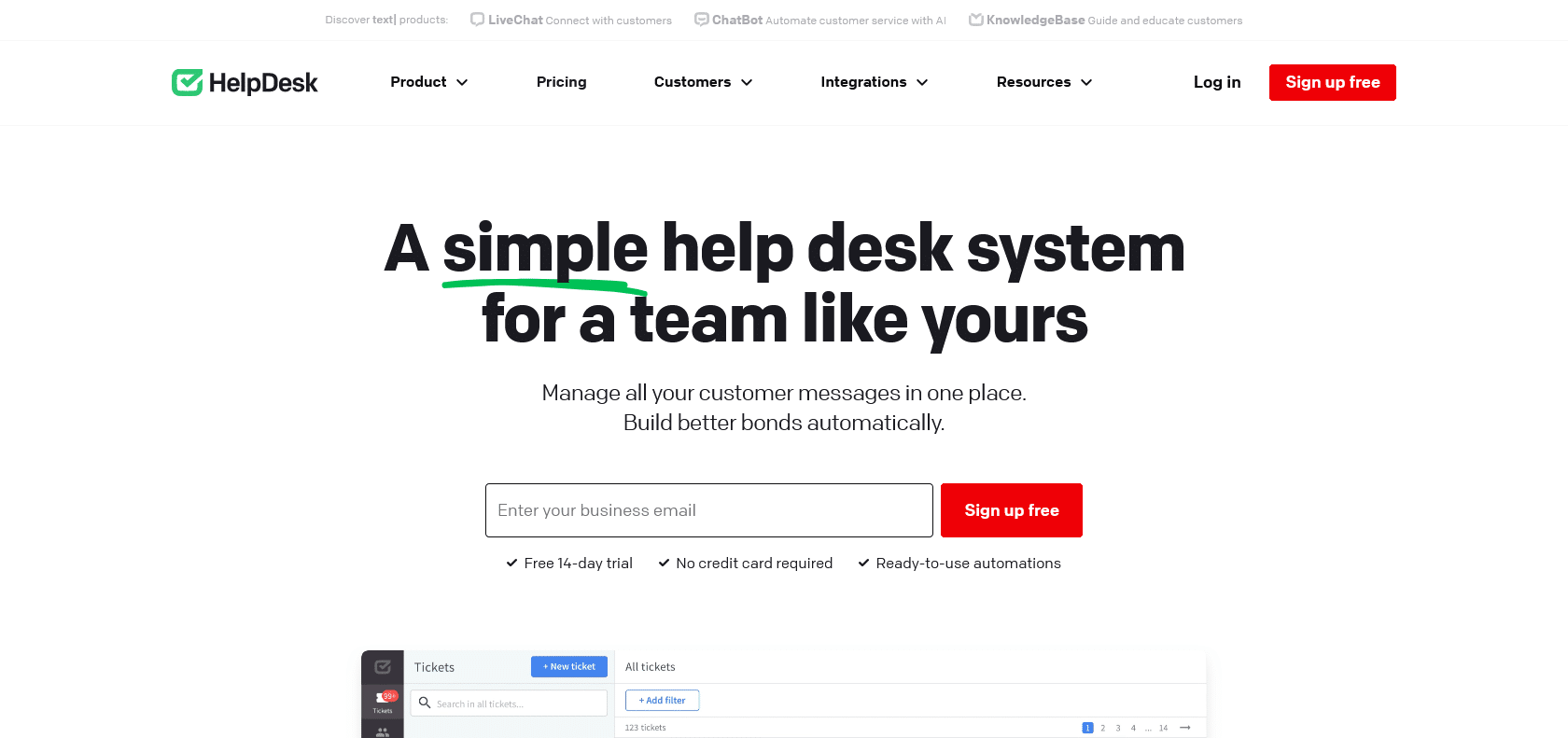 Screenshot of Helpdesk Website