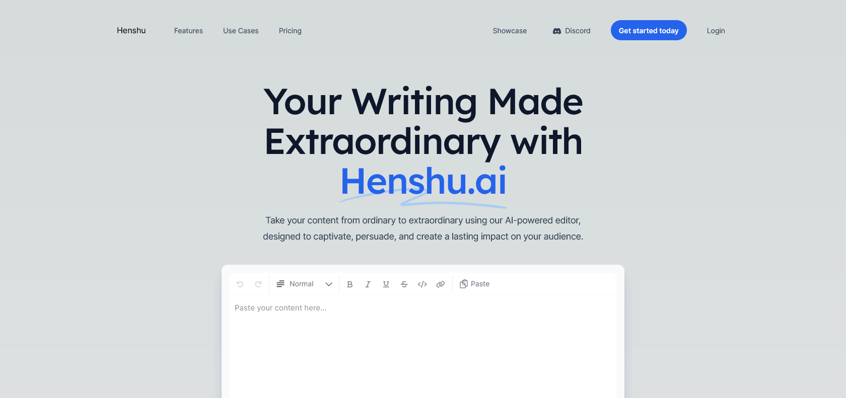Screenshot of Henshu.ai Website