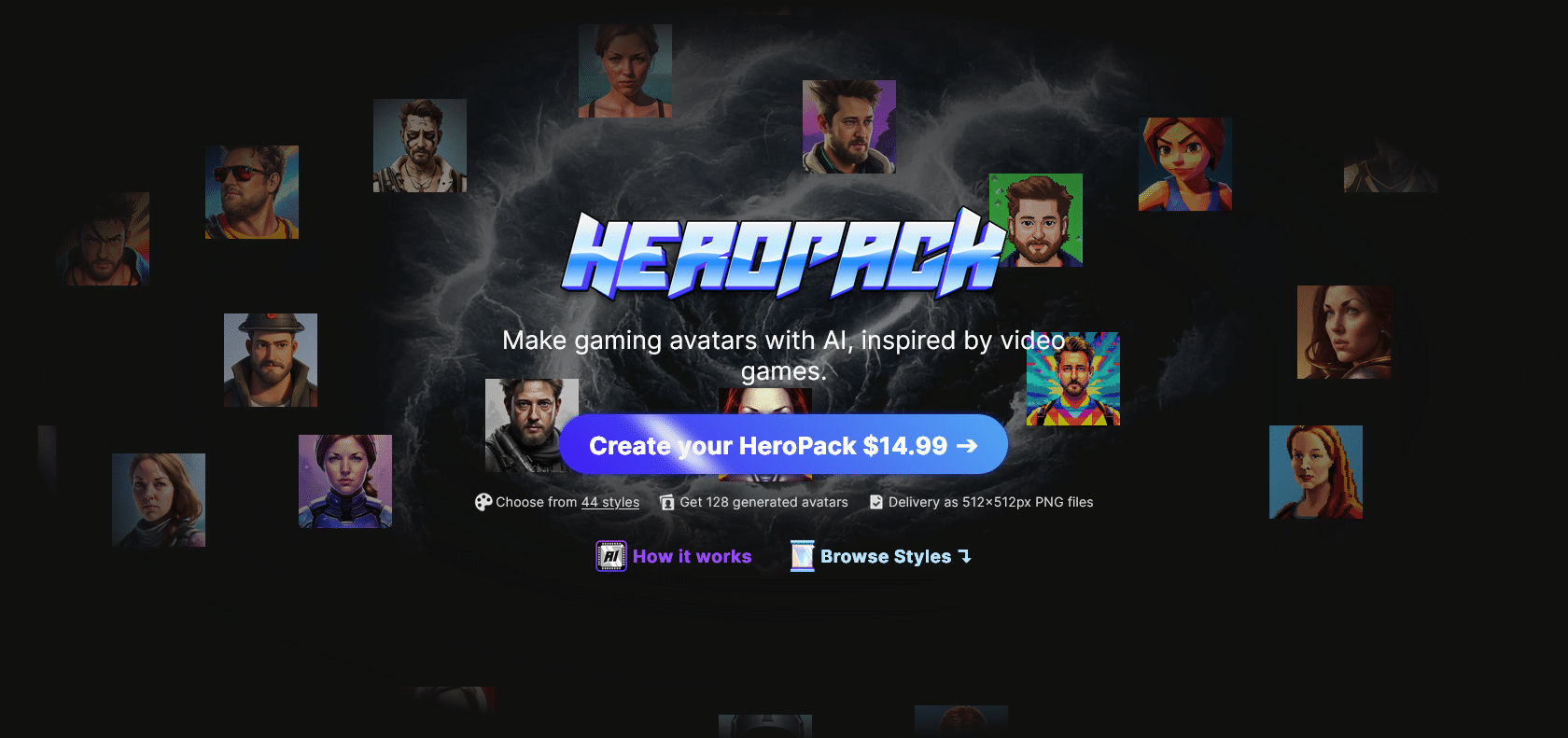 Screenshot of HeroPack Website