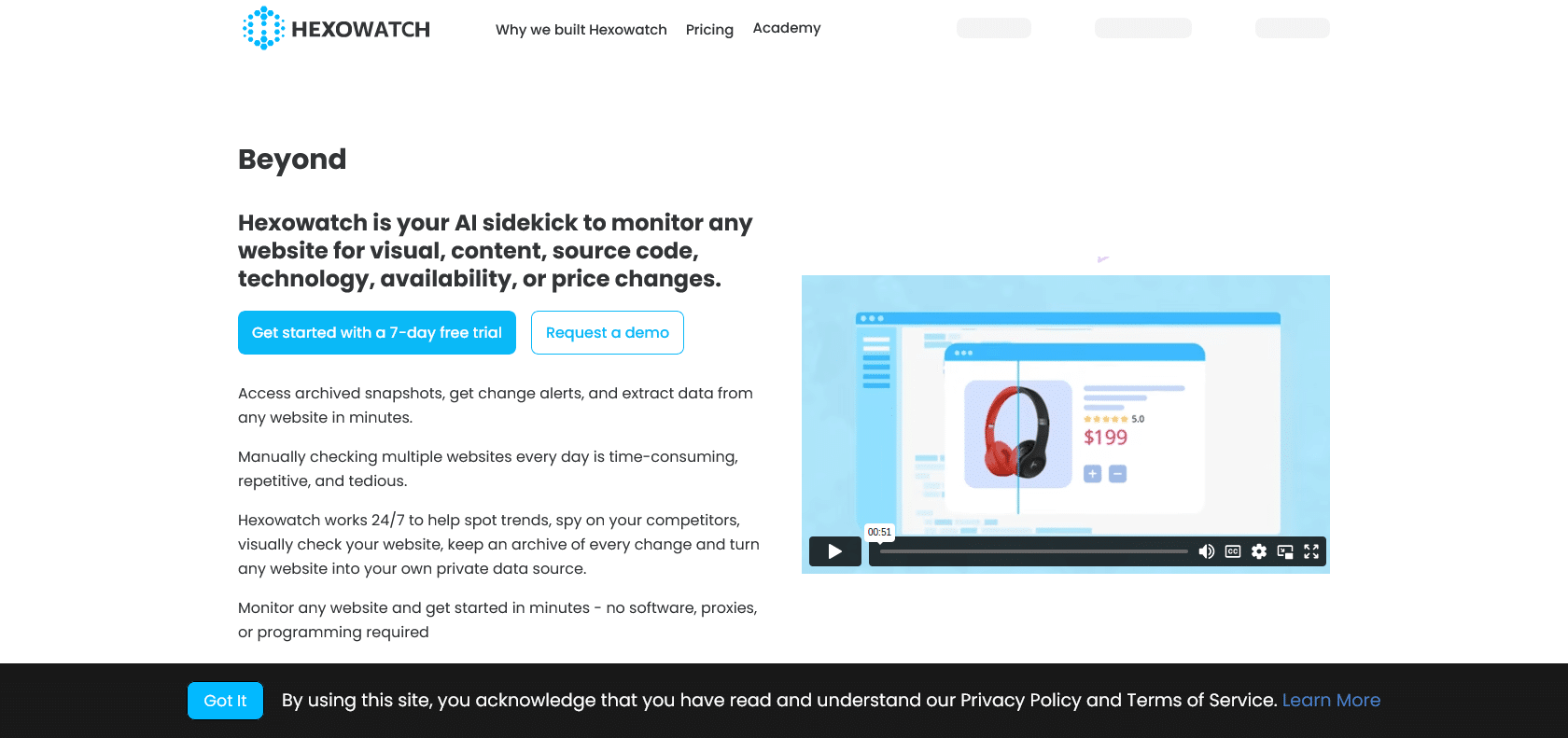Screenshot of Hexowatch Website